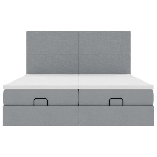 Османска легло с матраци, светлосиво, 160x200 см, плат