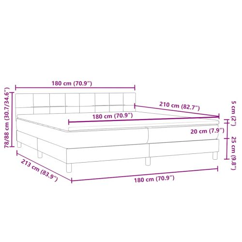 Боксспринг легло с матрак, тъмносиво, 180x210 см, кадифе