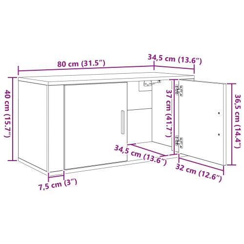 Комплект стенен ТВ шкаф 2 pcs Дъб 80 х 34,5 х 40 см