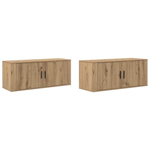 Комплект стенен ТВ шкаф 2 pcs Дъб 100 x 34,5 x 40 см