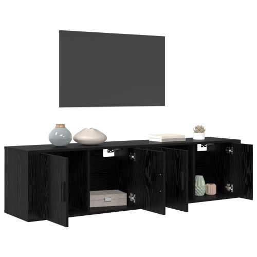 Комплект стенен ТВ шкаф 2 pcs Черния дъб 80 х 34,5 х 40 см