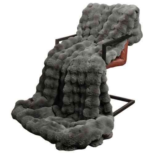 Противоплъзгащо фалшиво заеково одеяло Olite Тъмен сив