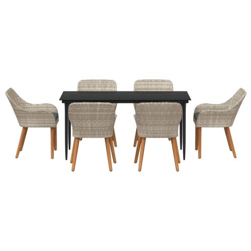 Комплект за хранене в градината 7 pcs Светлосиво полиратан