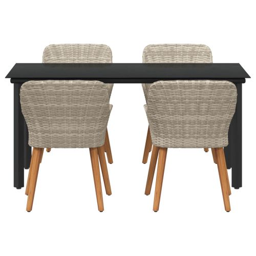 Комплект за хранене в градината 5 pcs Светлосиво полиратан