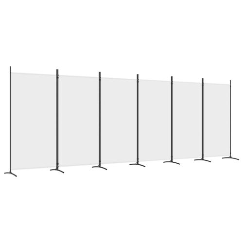 Параван за стая, бял, 6 панела, 520x180 см, плат