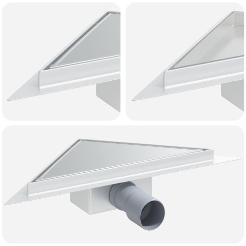 2 в 1 триъгълна душ дренаж Сребрист 32 x 32 x 7,5 см