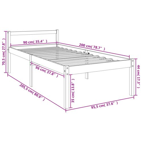 Легло за възрастни хора 90x200 см бор масив