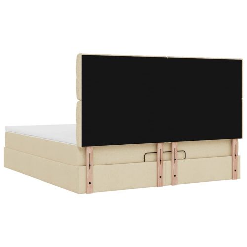 Османска легло с матрак, кремаво, 160x200 см, плат