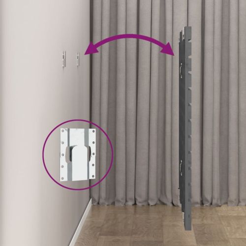 Стенна табла за спалня, сива, 106x3x91,5 см, борово дърво масив