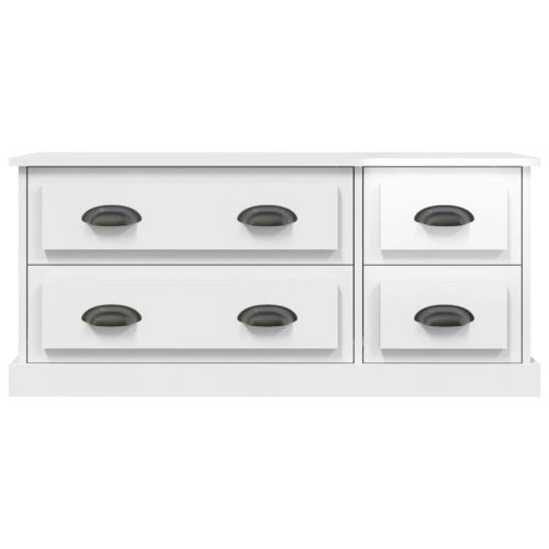 ТВ шкаф бял гланц 100x35,5x45 см инженерно дърво