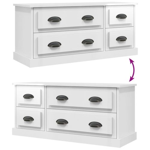 ТВ шкаф бял гланц 100x35,5x45 см инженерно дърво