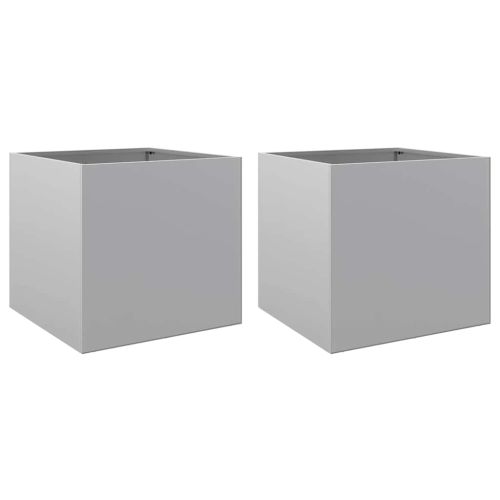 Кашпи, 2 бр, сребристи, 49x47x46 см, поцинкована стомана