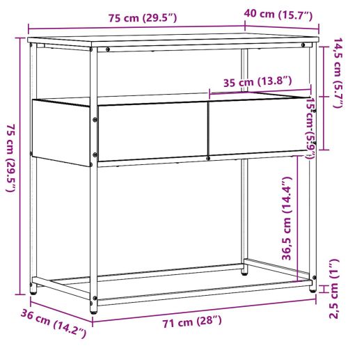 Конзолна маса Черния дъб 75 x 40 x 75 cm Инженерно дърво