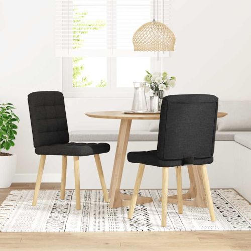 Трапезни столове, 2 бр, черни, текстил