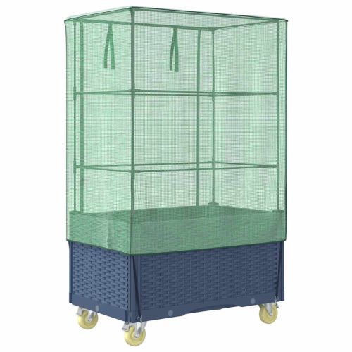 Повдигнато легло с капак и колела, ратанова визия, 80x50x182 см