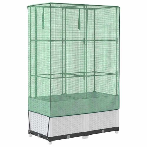 Повдигнато легло с оранжерия калъф, ратанов вид, 80x40x138 см