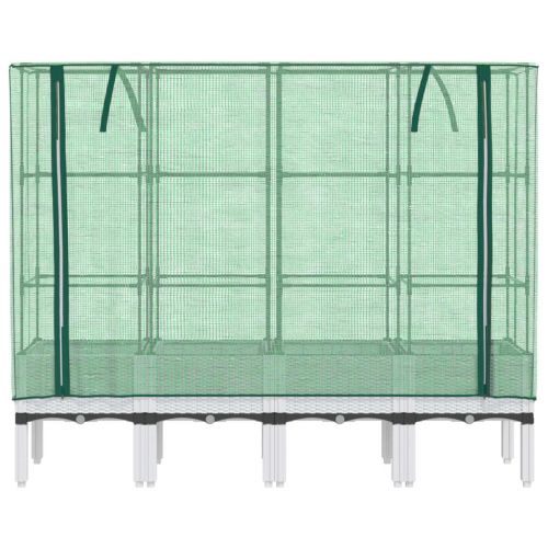 Повдигнато легло с оранжерия калъф, ратанов вид, 160x40x140 см