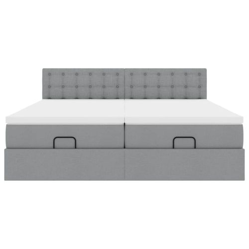 Османска легло с матраци, светлосиво, 180x200 см, плат