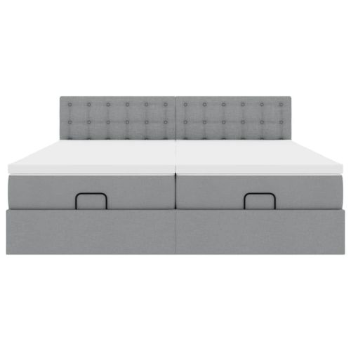 Османска легло с матраци и LED, светлосиво, 180x200 см, плат