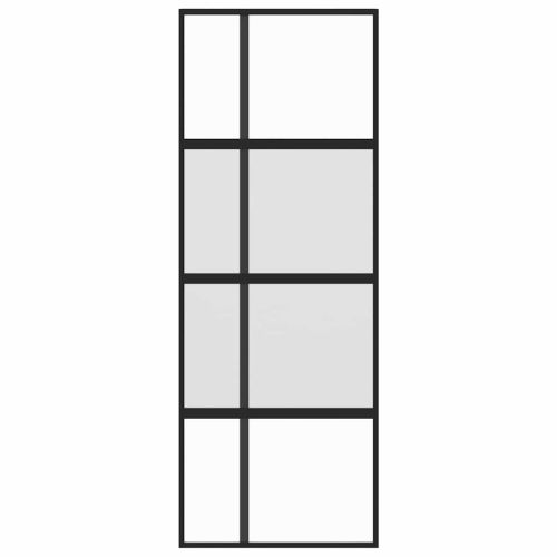 Плъзгаща се врата, черна, 76x205 см, закалено стъкло и алуминий