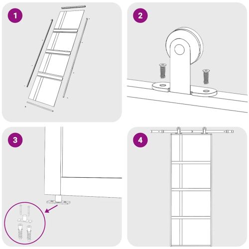 Плъзгаща се врата, черна, 76x205 см, закалено стъкло и алуминий
