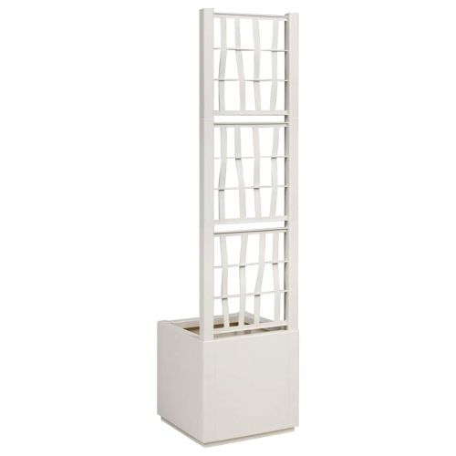 Градинска саксия с решетка Бяло 36 x 36 x 140 см ПП