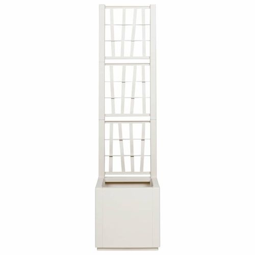 Градинска саксия с решетка Бяло 36 x 36 x 140 см ПП