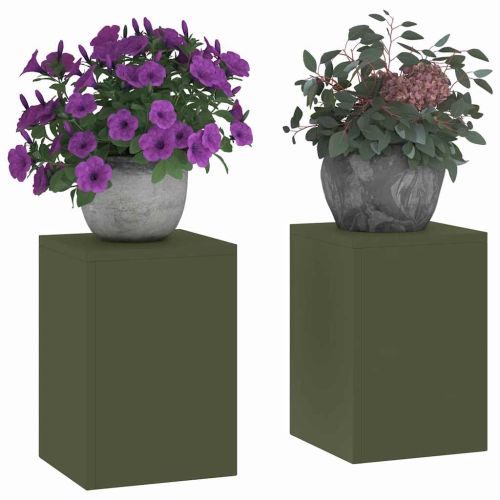 Стойка за растения 2 pcs Маслиненозелен 24 x 24 x 35 см Стомана