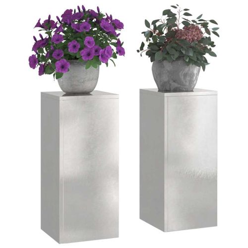 Стойка за растения 2 pcs Сребрист 24 x 24 x 55 см