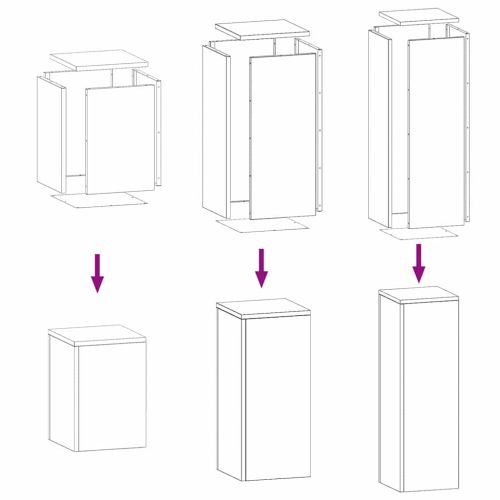 Стойка за растения 3 pcs Черно Стомана