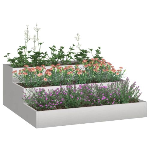 Градинска саксия Сребрист 90 x 90 x 35 см Неръждаема стомана