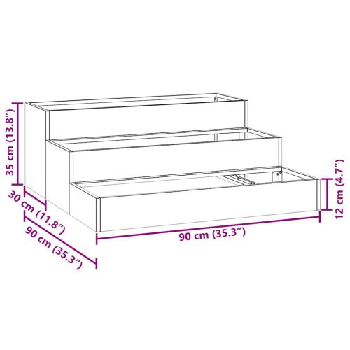 Градинска саксия Сребрист 90 x 90 x 35 см Неръждаема стомана