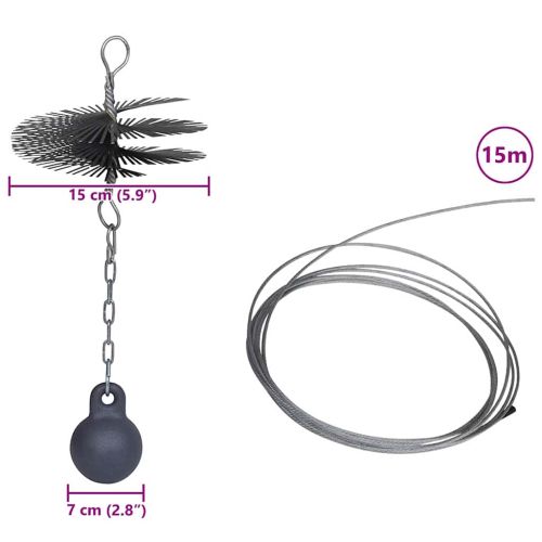 Кръгла четка за почистване на комин, диаметър 15 см