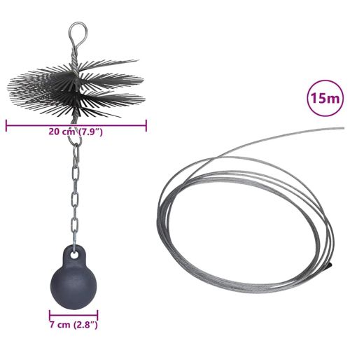 Кръгла четка за почистване на комин, диаметър 20 см