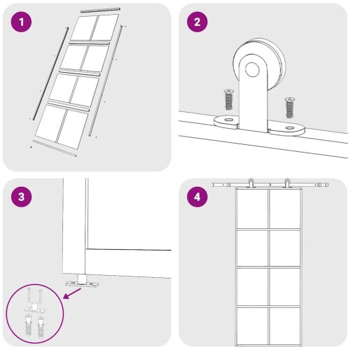 Плъзгаща се врата матирано ESG стъкло и алуминий 90x205 см бяла