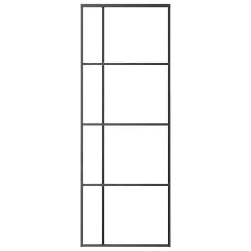Плъзгаща се врата матирано ESG стъкло/алуминий 76x205 см черна