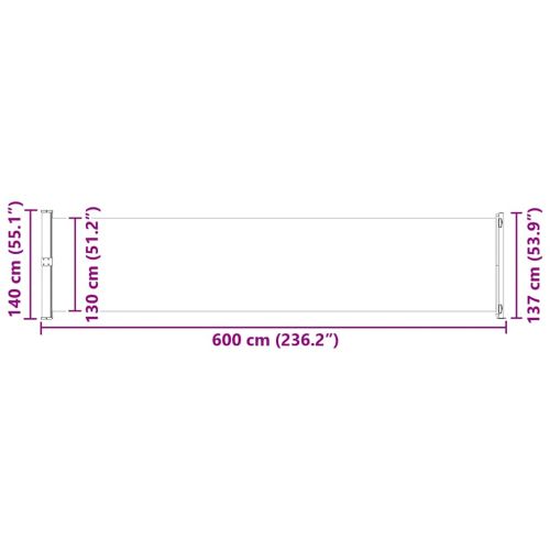 Прибираща се дворна странична тента, 140x600 см, черна