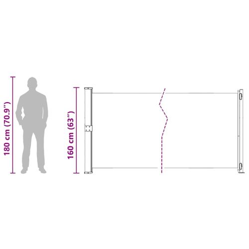 Прибираща се дворна странична тента, 600x160 см, синя