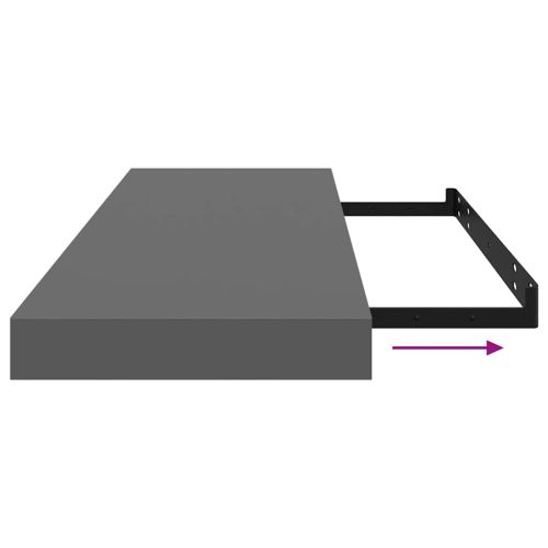 Окачен стенен рафт, сив гланц, 80x23,5x3,8 см, МДФ