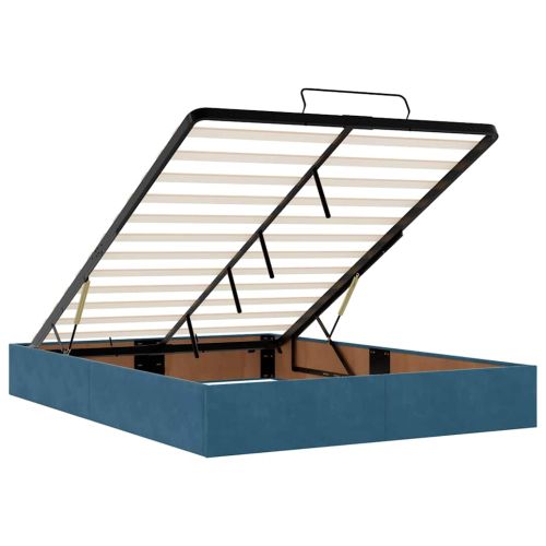 Османска легло с матраци и LED, тъмносиньо, 140x190 см, кадифе