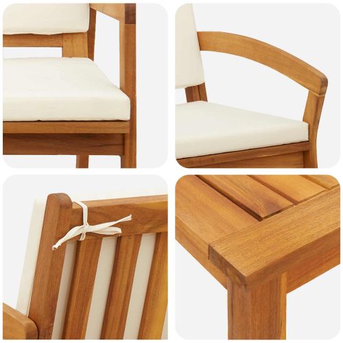 Бистро комплект с възглавница 5 pcs Кафяво Полиестер