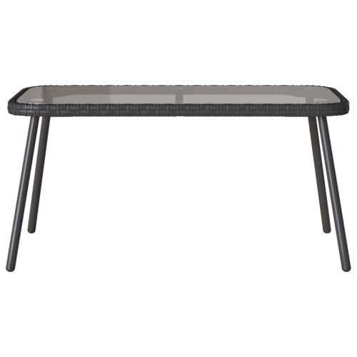 Градински Софа Комплект с възглавница 2 pcs Черно полиратан