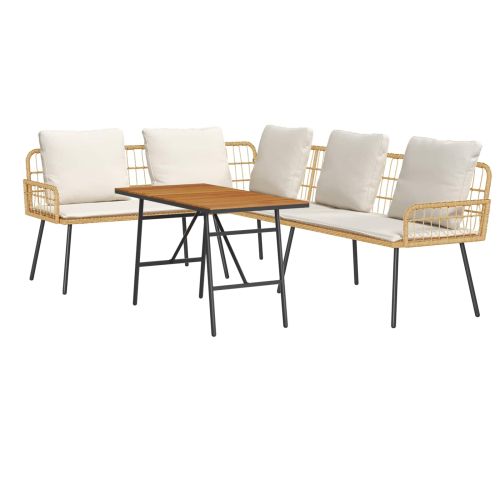 Градински Софа Комплект 2 pcs Бежово полиратан