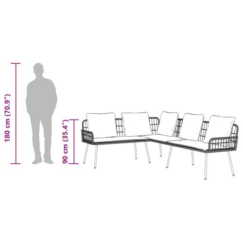 Градински Софа Комплект 2 pcs Бежово полиратан
