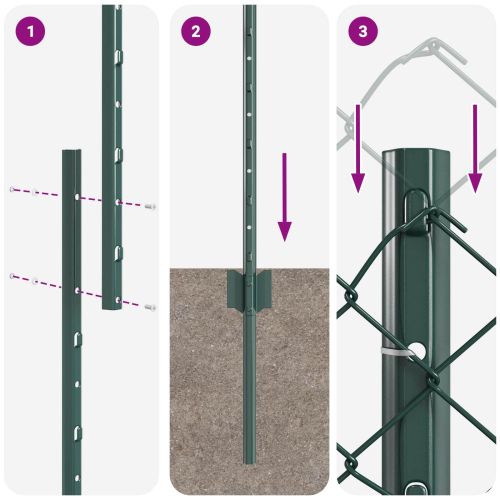 Ограда с пост Зелен 1 x 25 m Стомана и PVC