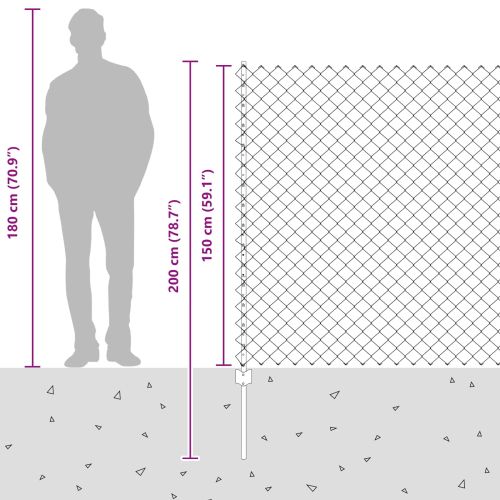 Ограда с пост Сив 1,5 x 10 m Стомана и PVC