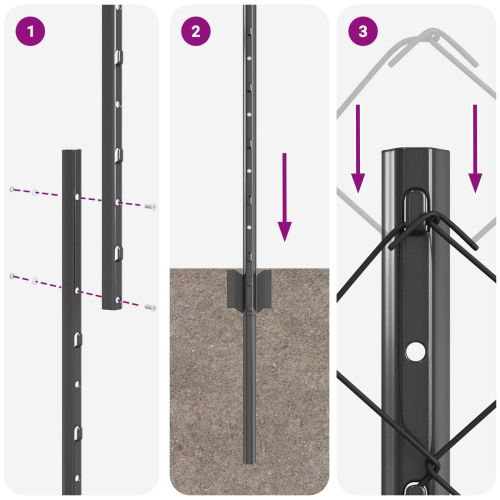 Ограда с пост Сив 1,2 x 25 m Стомана и PVC
