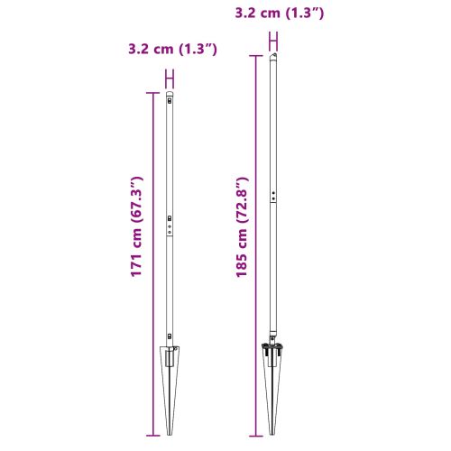 Стълб за ограда. 52 pcs Сив 3,2 x 3,2 x 185 см