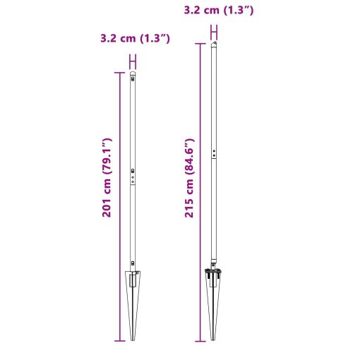 Стълб за ограда. 52 pcs Сив 3,2 x 3,2 x 215 см