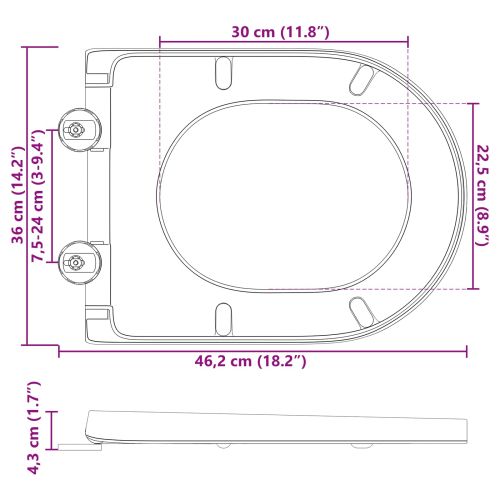 Тоалетна седалка Антрацит 49 x 36 x 4 см Дуропласт